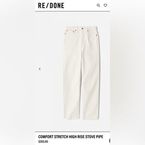Re/Done Comfort Stretch High Rise Stove Pipe Vintage White jeans. (Size 25)